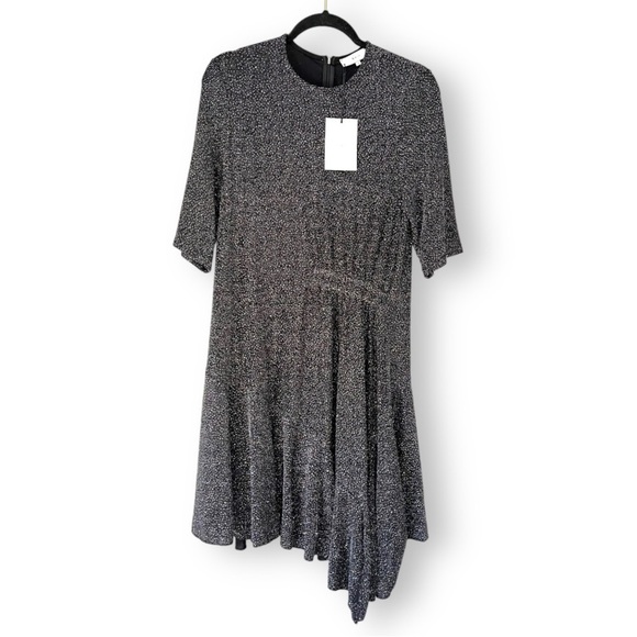 Boii Studios Black Sparkle Shimmer “Kanuna” Scoop Neck Asymmetrical Hem Dress - Picture 1 of 9